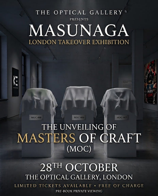 MASUNAGA Masters of Craft MOC-007, MOC-008 and MOC-009 unveiling at The Optical Gallery London on 28 October 2026