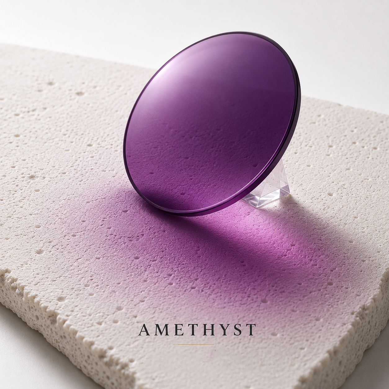 Bespoke Marma Dinamica Amethyst photochromic lens by Lens Art for luxury prescription reglazing and custom lens design.
