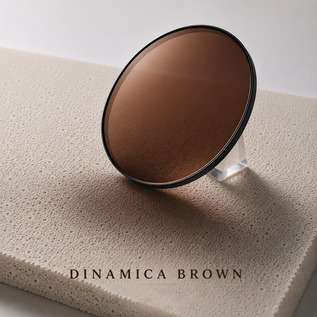 Bespoke Marma Dinamica Brown photochromic lens by Lens Art for luxury prescription reglazing and custom lens design.