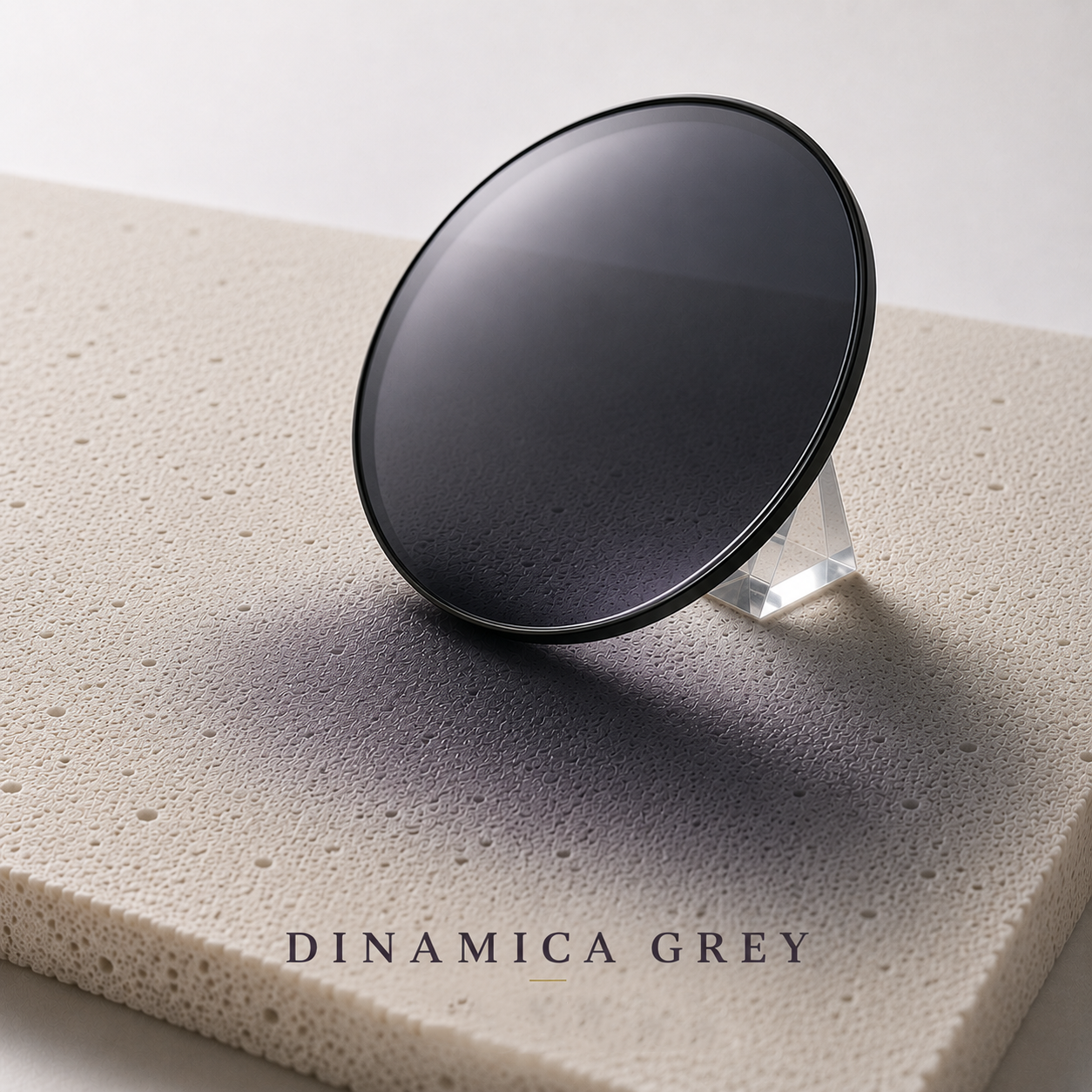 Bespoke Marma Dinamica Grey photochromic lens by Lens Art for luxury prescription reglazing and custom lens design.