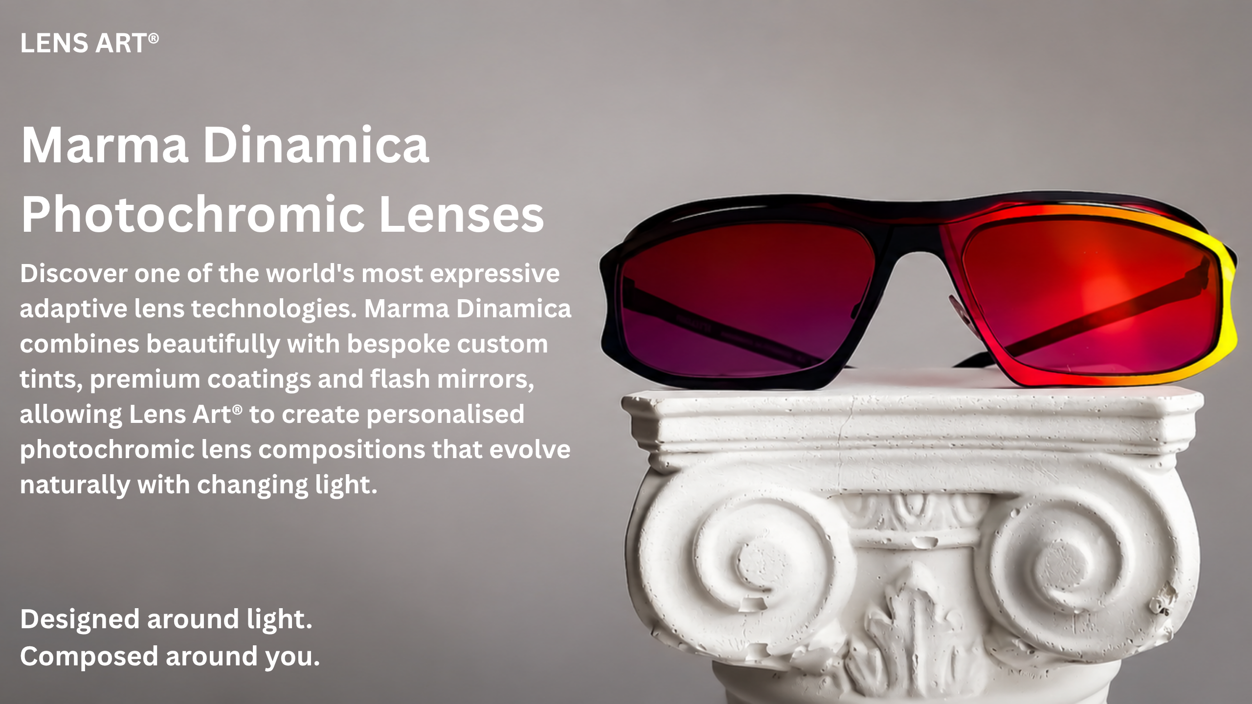 Parasite Eyewear frame reglazed with bespoke Marma Dinamica Pink Rio photochromic prescription lenses and Glamour coating by Lens Art