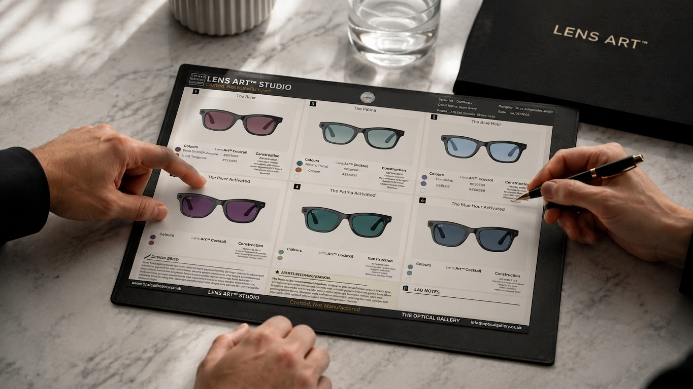 Lens Art consultation for custom Ray-Ban Meta prescription lenses, tints and photochromic lens design